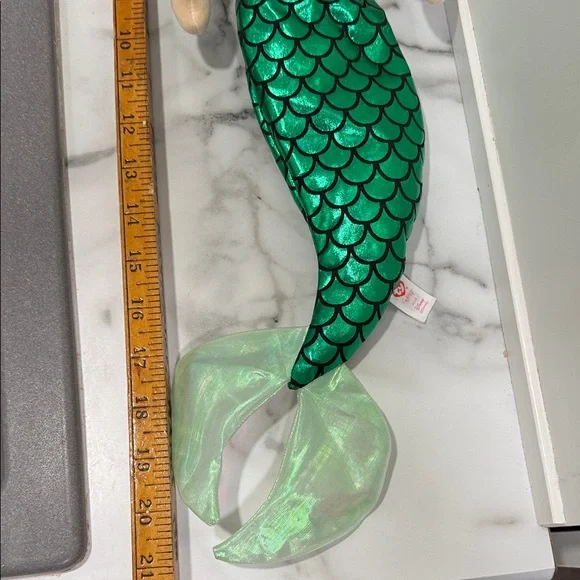Ty Ariel Mermaid Plush - Red Hair, Green Tail, Purple Top - Picture 3 of 9
